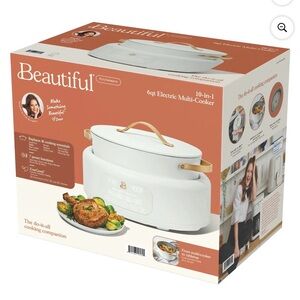 Beautiful 10-in-1 6qt Electric Multi-Cooker - White and Gold